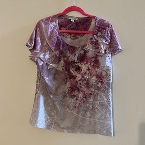 Floral Coldwater Creek short sleeve layered top